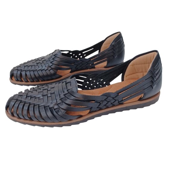 Eurosoft by Sofft Huaraches Shoes Black Leather Slip On Comfort Flat Womens 7.5 - Picture 13 of 14